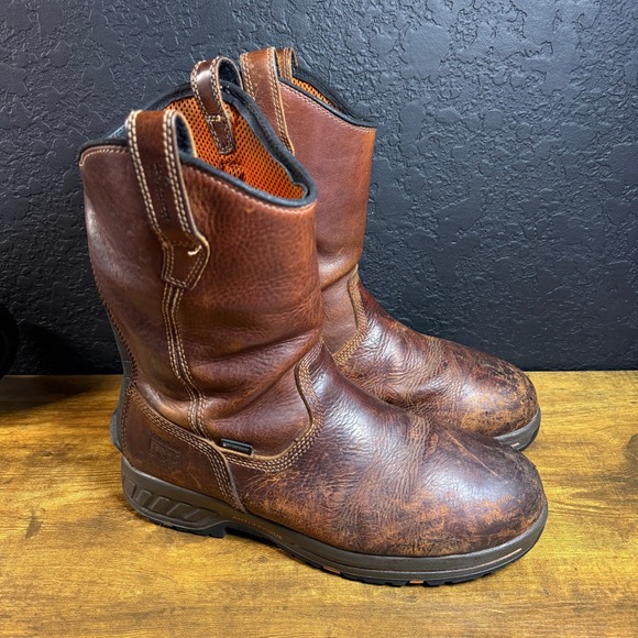 Timberland Pro Mens 10W Waterproof Composite Toe Work Boots Brown Leather